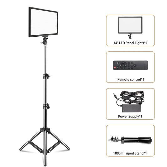 14 Inch Bi Color Dimmable LED Panel Light With Tripod