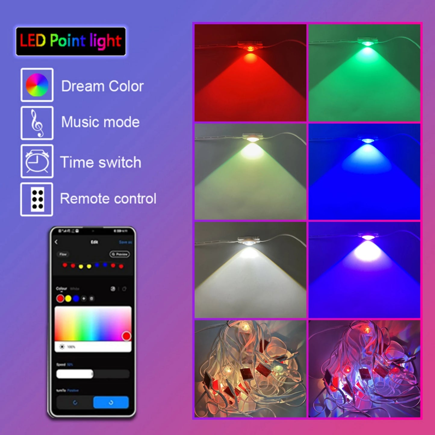 Smart RGBW Outdoor Eave Lights IP67 Waterproof With App Remote