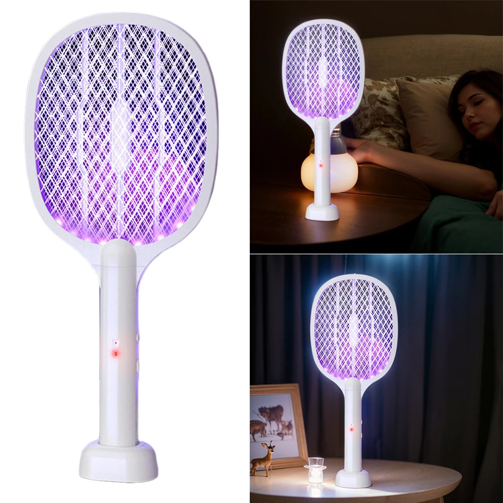 Hignconcerned 2 In 1 Electric Fly Swatter And Mosquito Trap Lamp Rechargeable For Home Office Indoor Outdoor