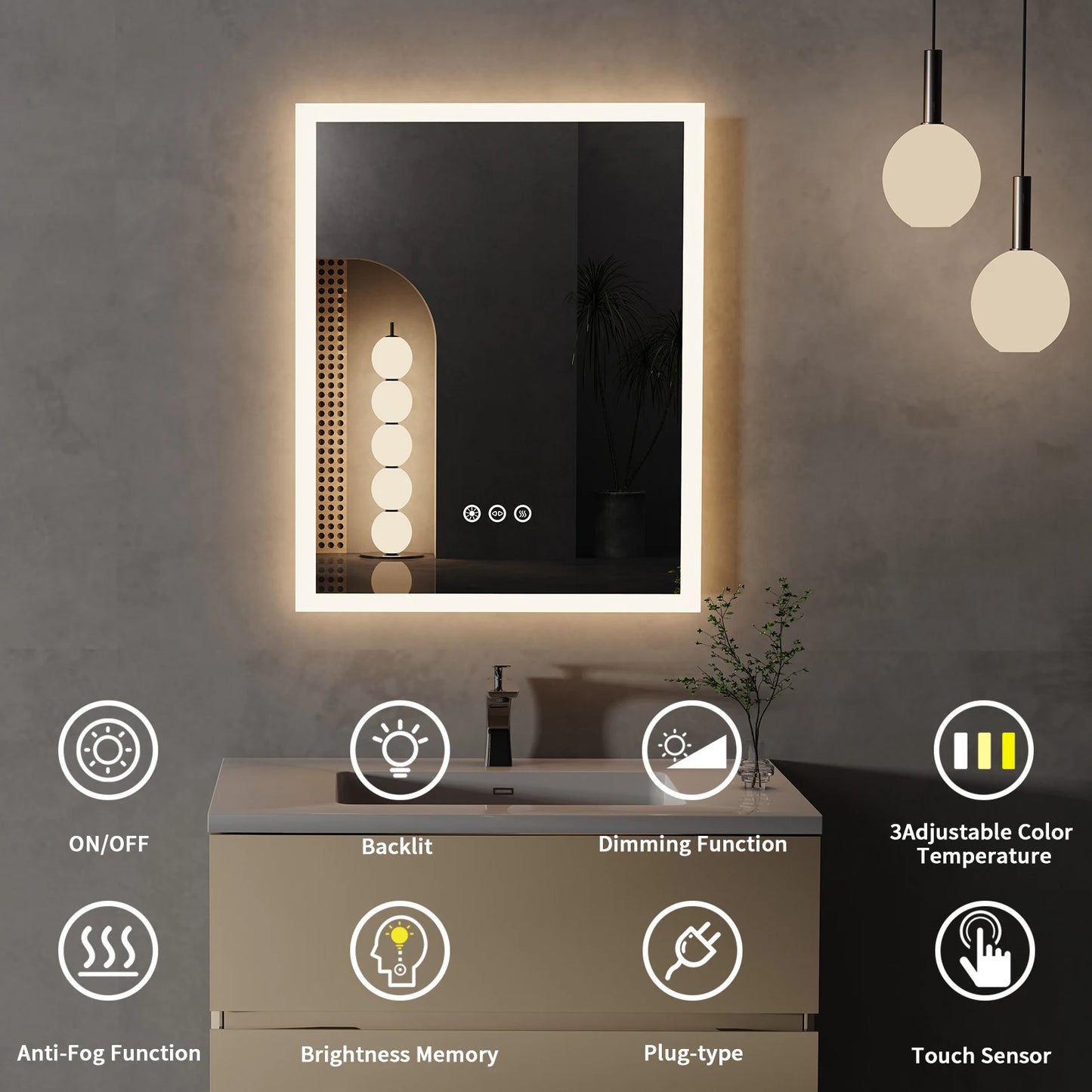Led Bathroom Mirror With Anti Fog And Memory Function