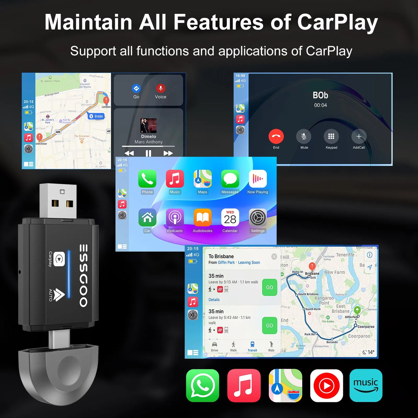 ESSGOO Wireless CarPlay Android Auto Universal Dongle