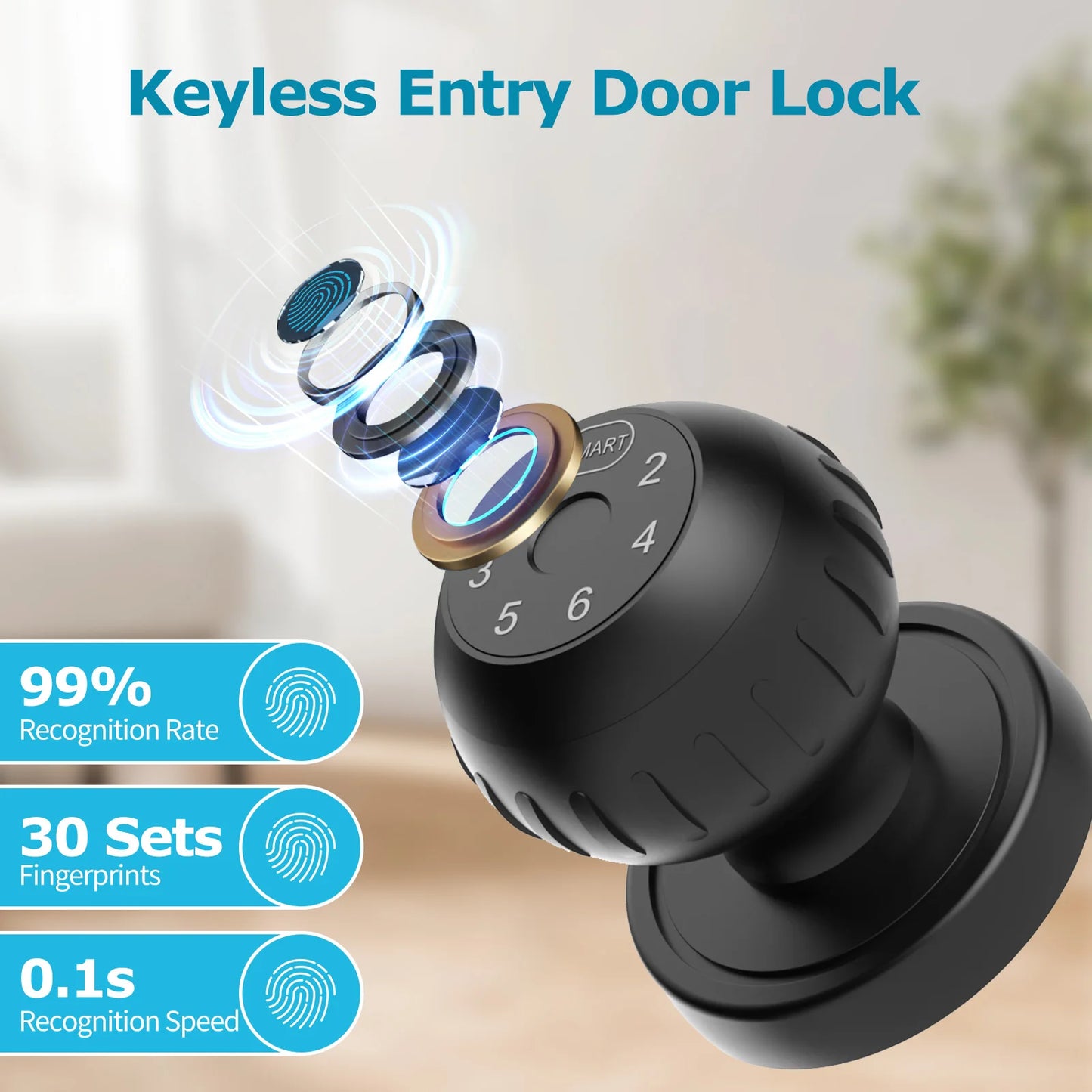 Viladepot Smart Lock Fingerprint Door Lock App Control Passcode Unlock Electronic Touchscreen Keypad Indoor