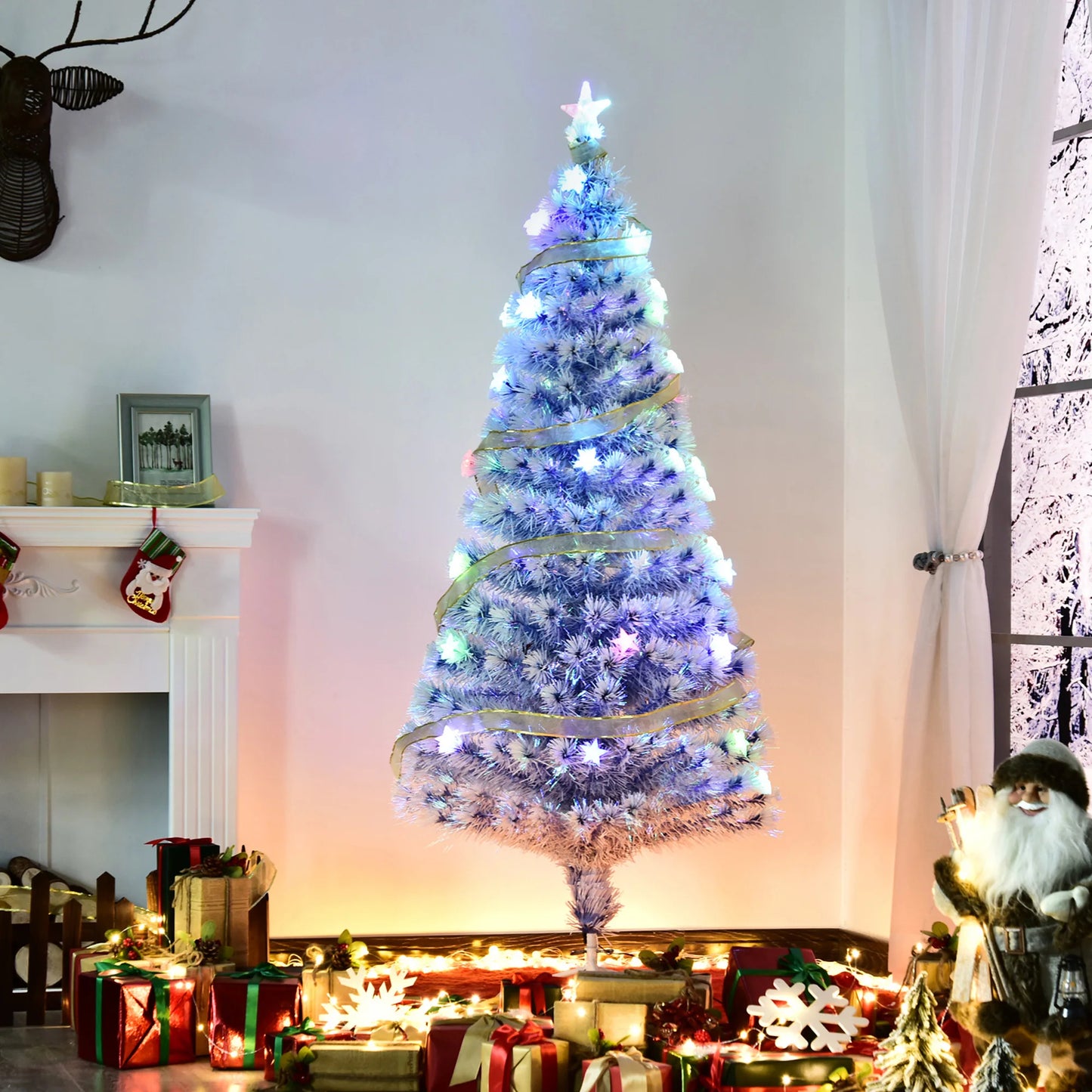 Pre Lit Fiber Optic Artificial Christmas Tree With LED Star Lights