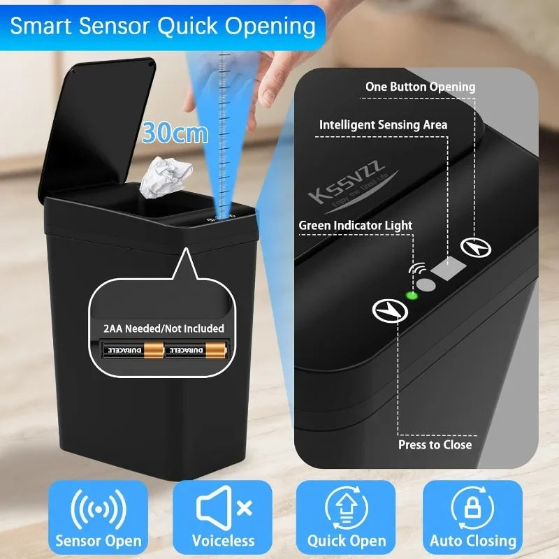 Slim Motion Sensor 3 Pack Bathroom Trash Cans For Home