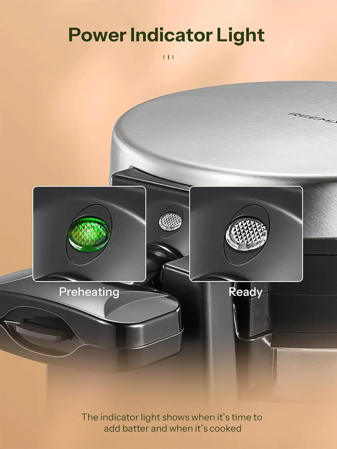 Iosn Classic Double Belgian Waffle Maker 180Flip 8 Slices