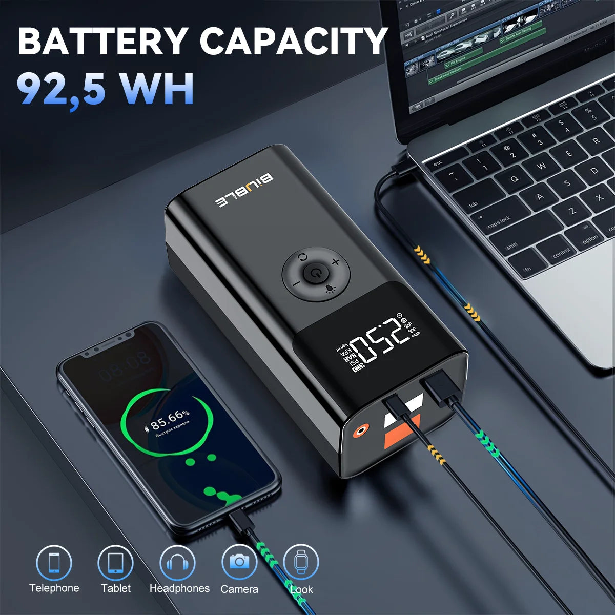 Biuble 8000A Jump Starter 26800mAh USB LED Light For Cars