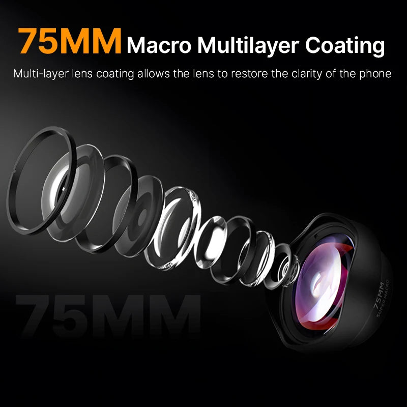 Ulanzi Universal 75mm Macro Phone Lens With Clip Professional Phone Camera Lens For iPhone 15 14 Samsung S20 Plus Huawei Xiaomi