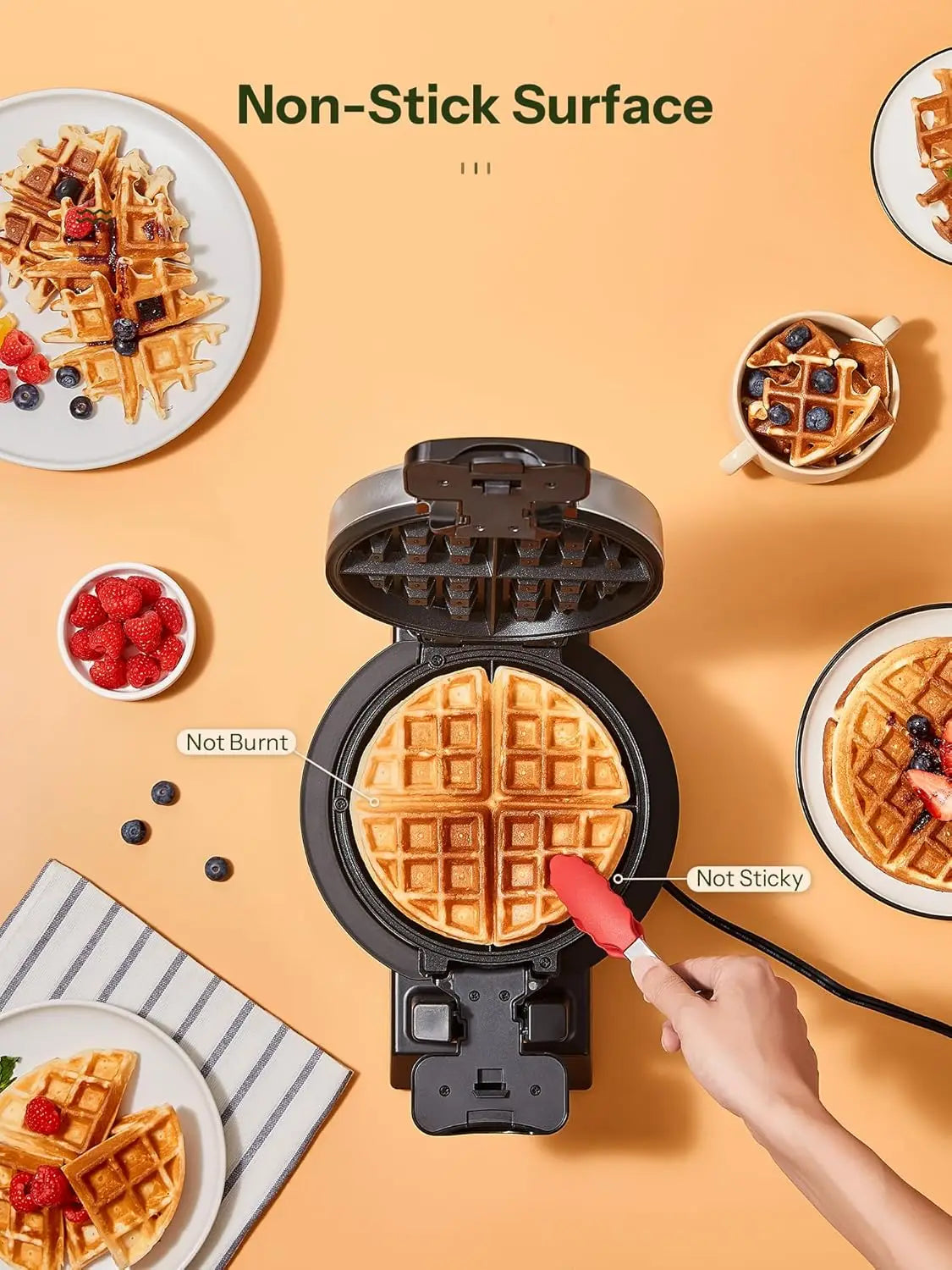 Iosn Classic Double Belgian Waffle Maker 180Flip 8 Slices