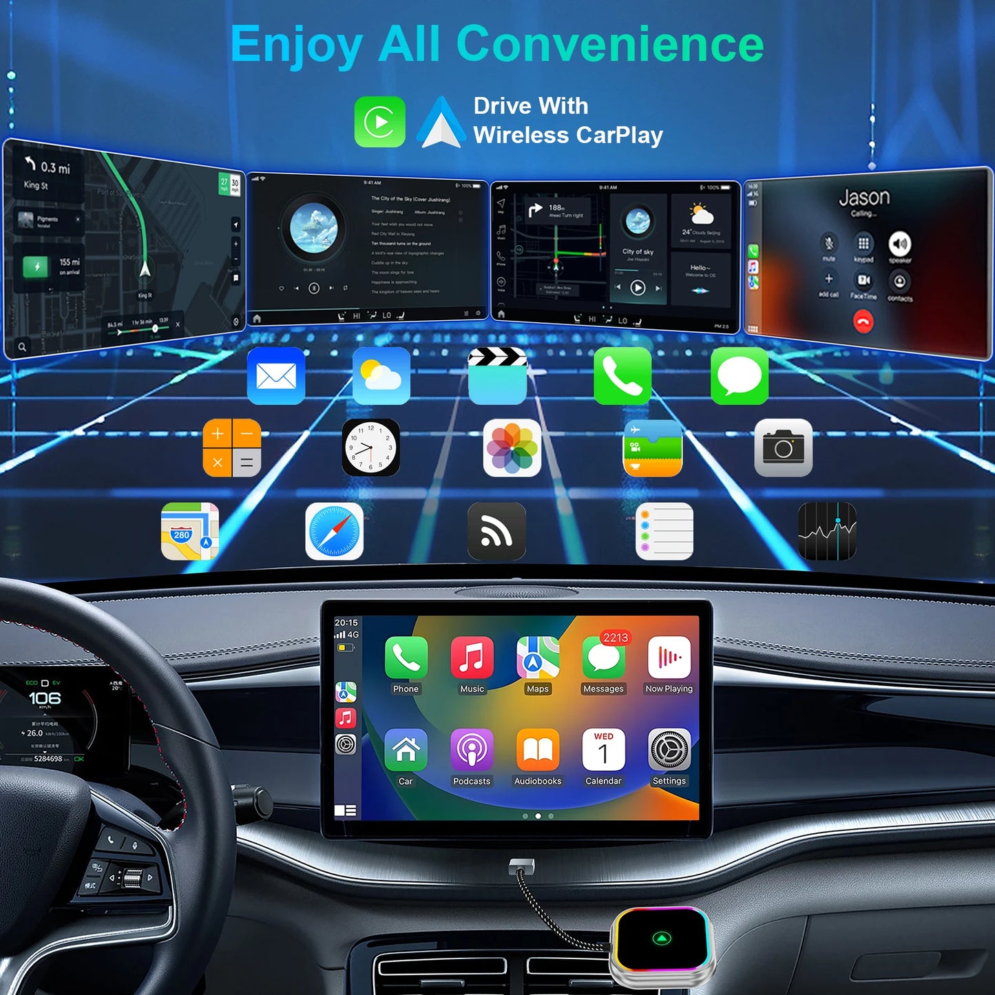 IPhone Wireless CarPlay Adapter Plug and Play Android Auto