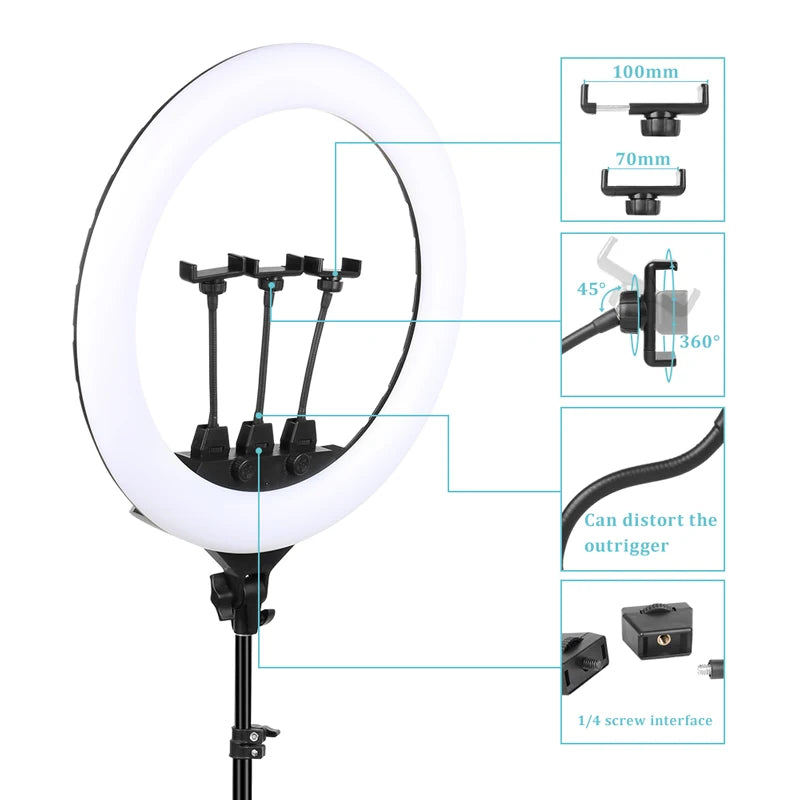 Byncceh ZB F488 22in Ring Light 60W With Stand Phone Holder