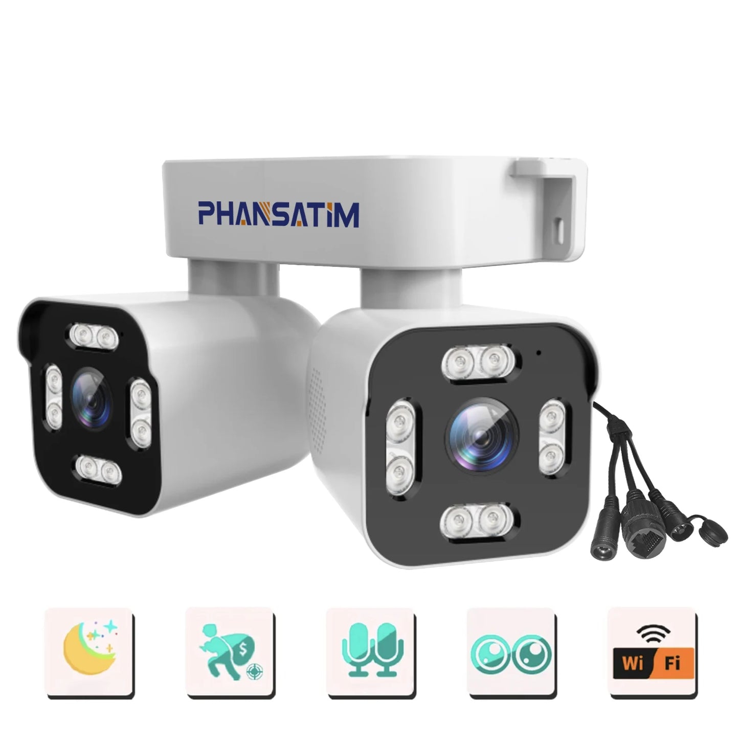 PHANSAT Dual Lens PTZ Security Camera With Motion Detection