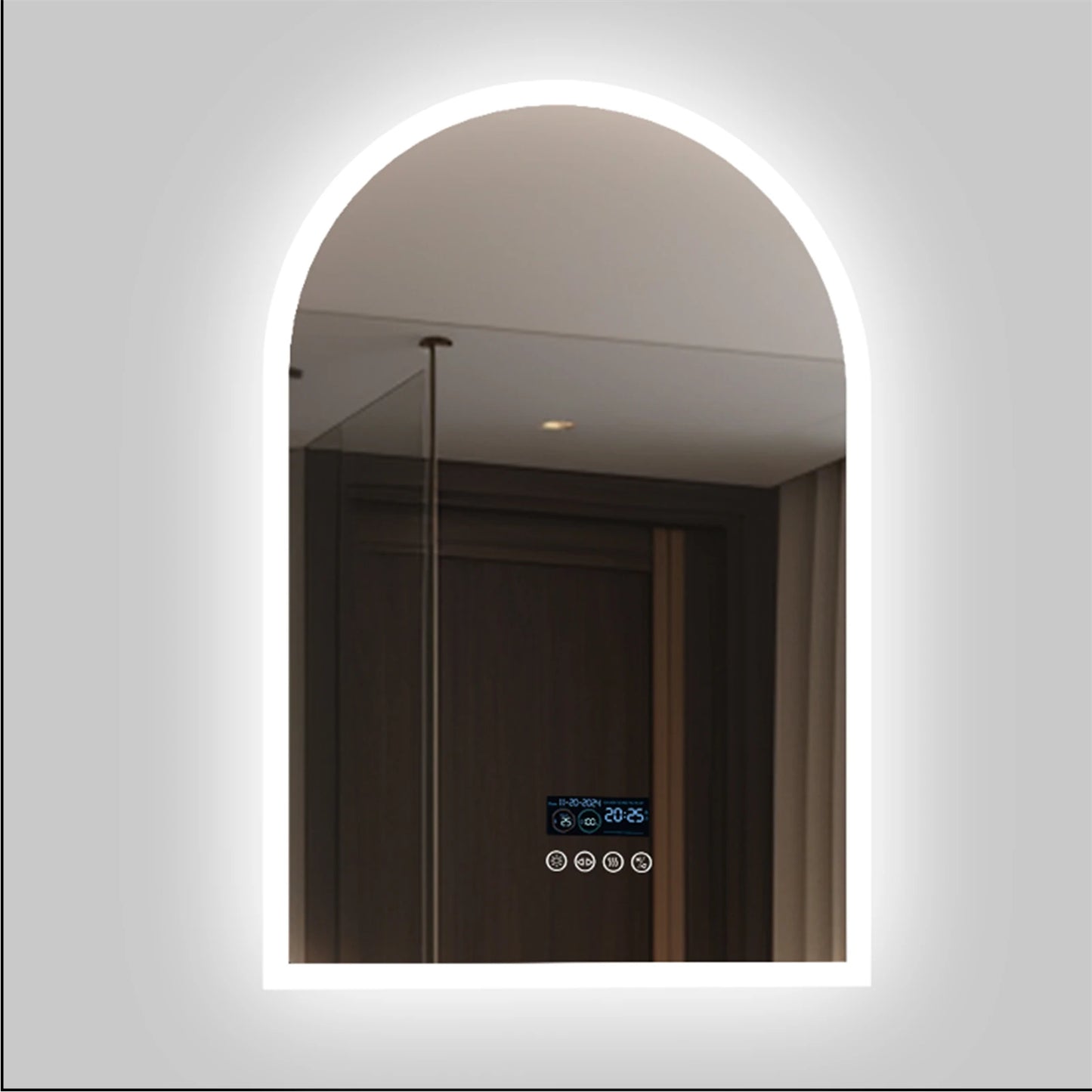 LED Bathroom Arch Mirror 60x90 Bluetooth Dimmable Fogfree