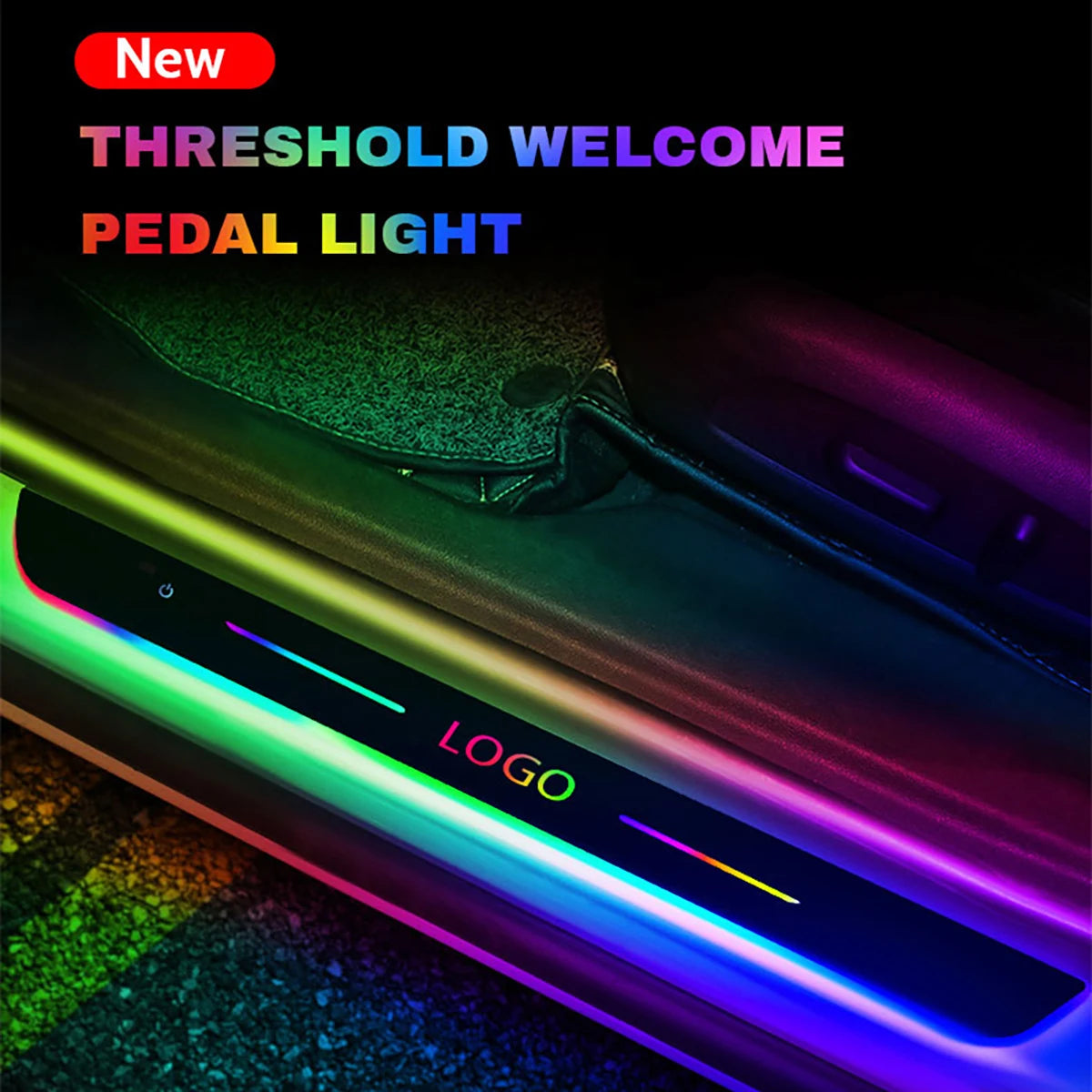4pcs Car LED Welcome light Door Threshold Welcome Decorative lights Auto Pedal LED Atmosphere lights RGB Interior Light Strip