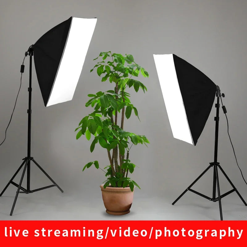 50x70cm Softbox 45W/70W Bulb Photography Studio Photo Lighting Kit Continuous Light System For Camera With  Remote Control
