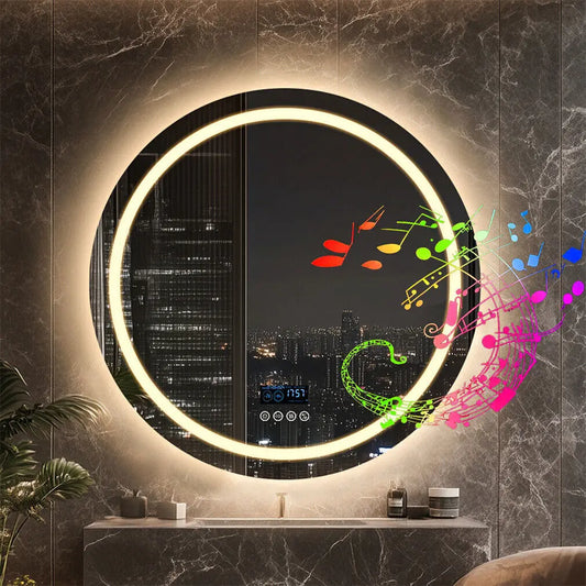 Led Bathroom Mirror 800mm Round Wall Front Backlit Bluetooth