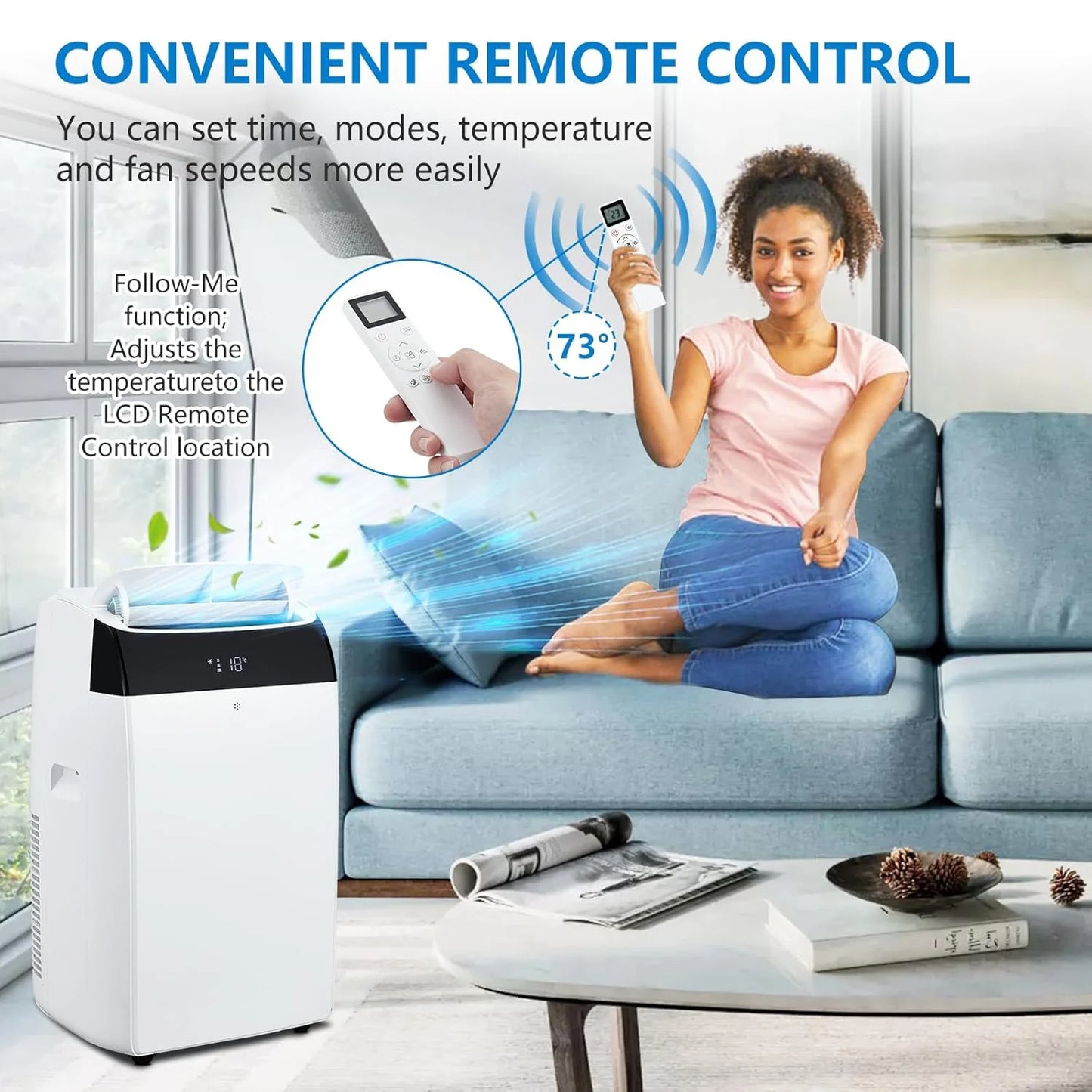 Adoolla 14000 BTU Portable Air Conditioner 3 In 1 Remote