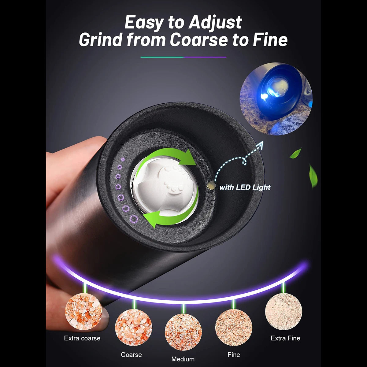 Herb and Spice Tools Salt Pepper Grinder USB Rechargeable