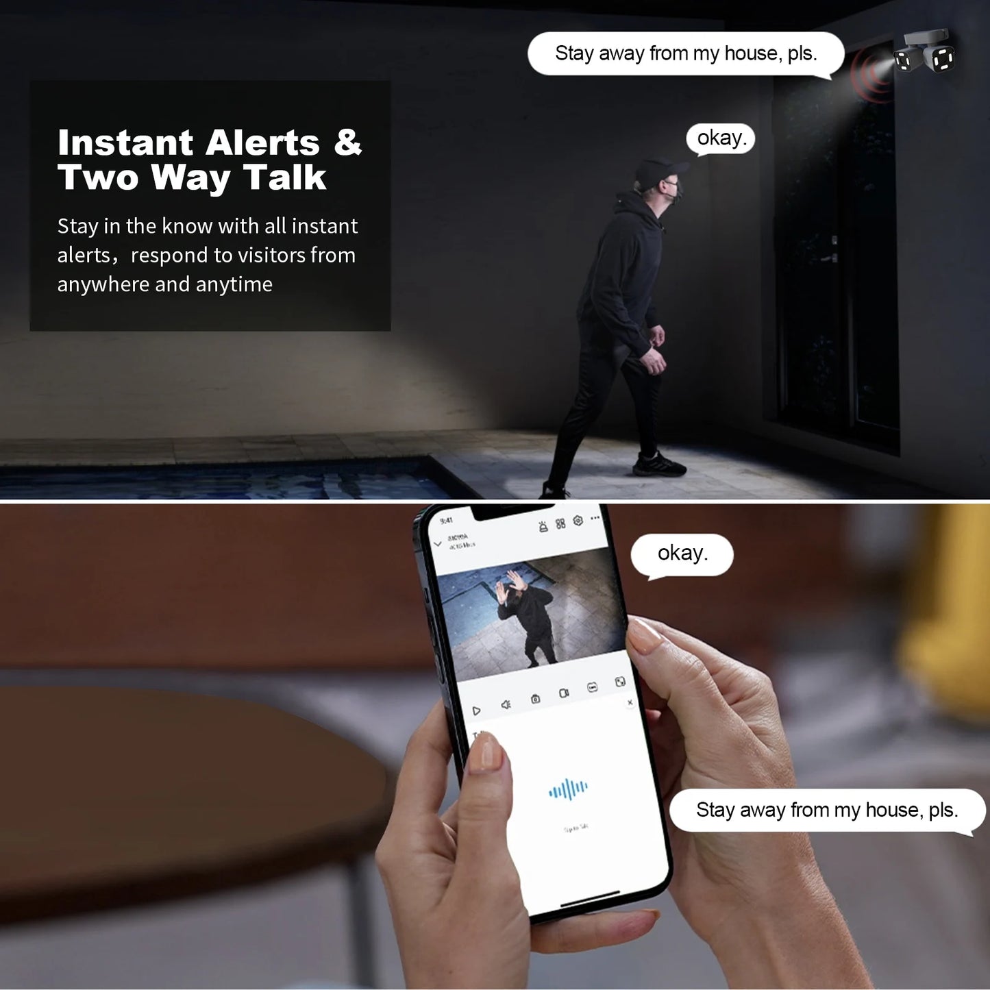 PHANSAT Dual Lens PTZ Security Camera With Motion Detection