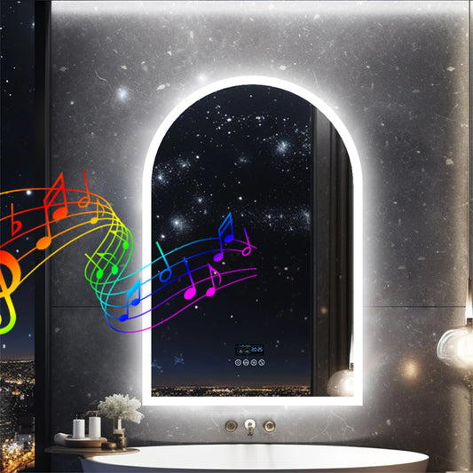 LED Bathroom Arch Mirror 60x90 Bluetooth Dimmable Fogfree