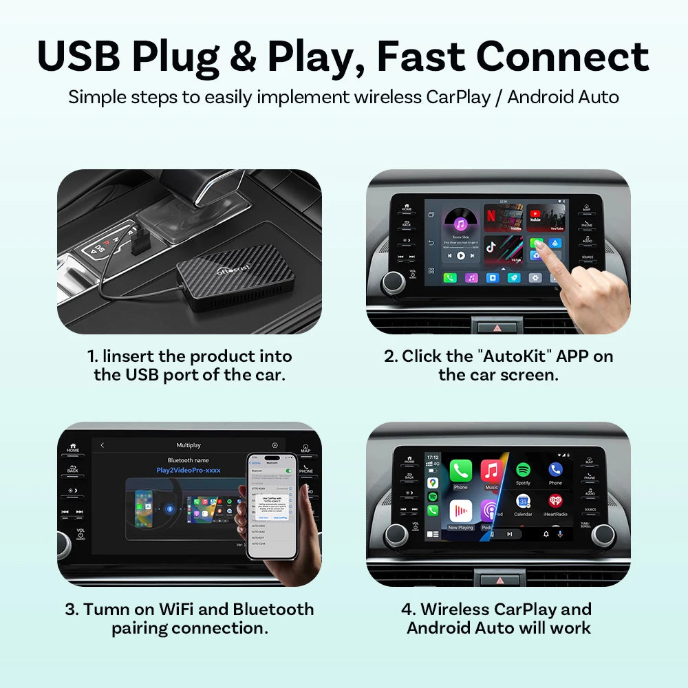 OTTOCAST Play2 Wireless CarPlay Adapter Android Auto
