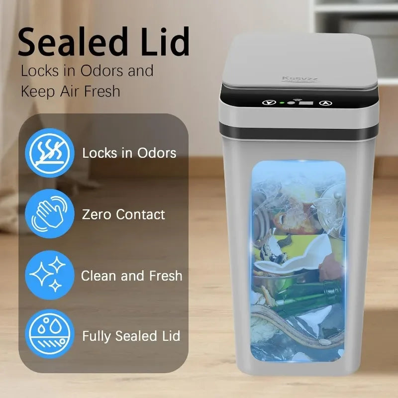 Slim Motion Sensor 3 Pack Bathroom Trash Cans For Home