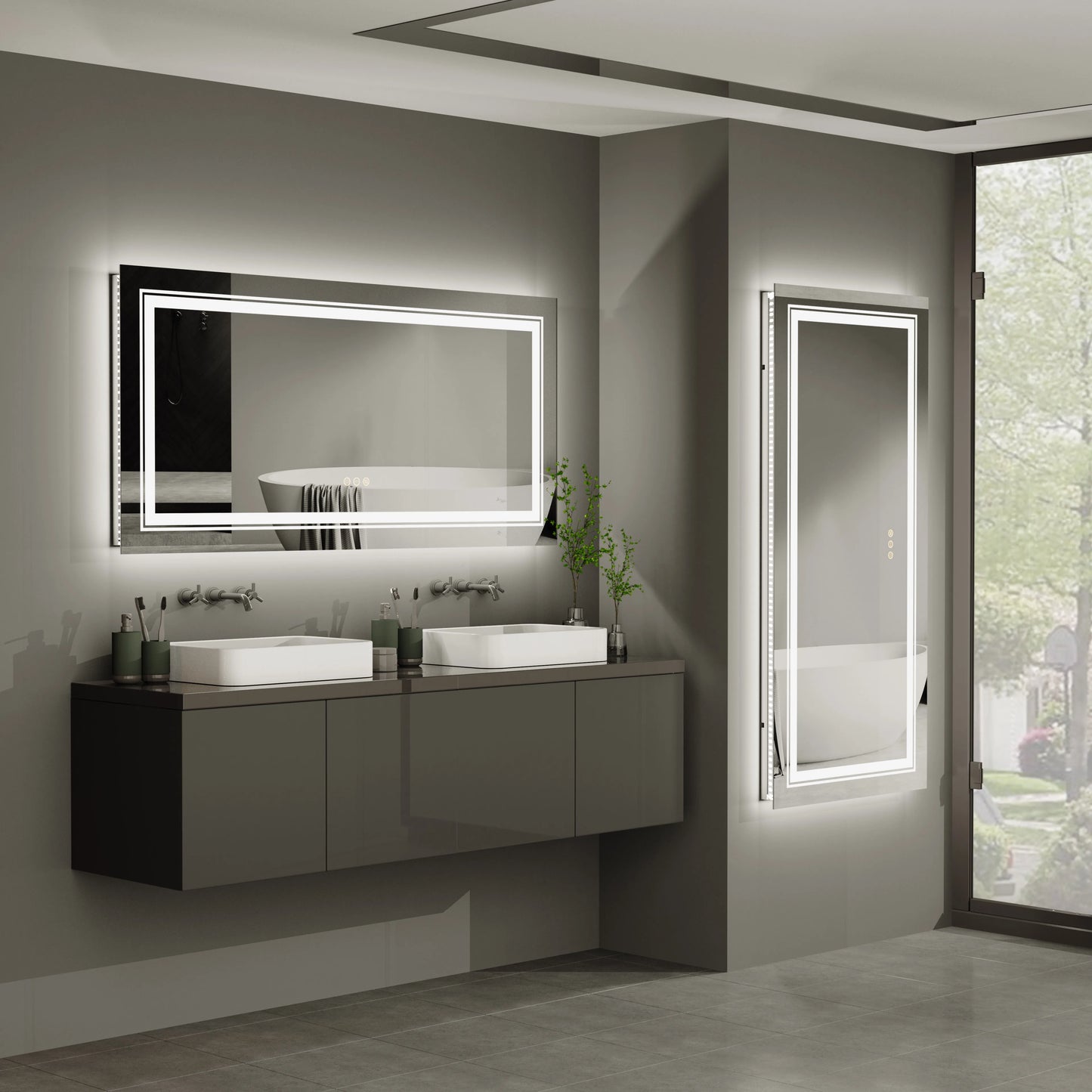 Wisfor LED Bathroom Mirror With Lights Anti Fog Dimmable