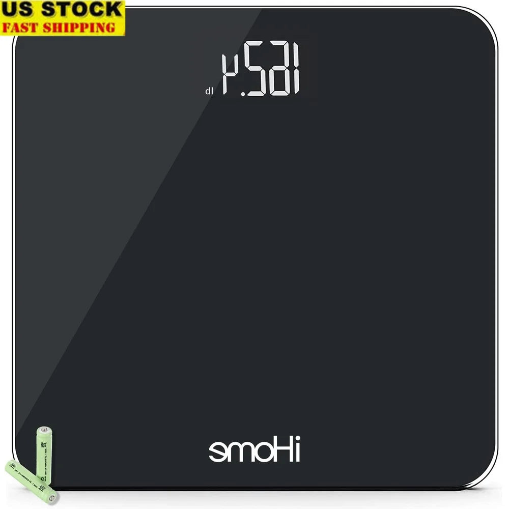 Digital Battery Powered Bathroom Scale Slim Glass 397lbs