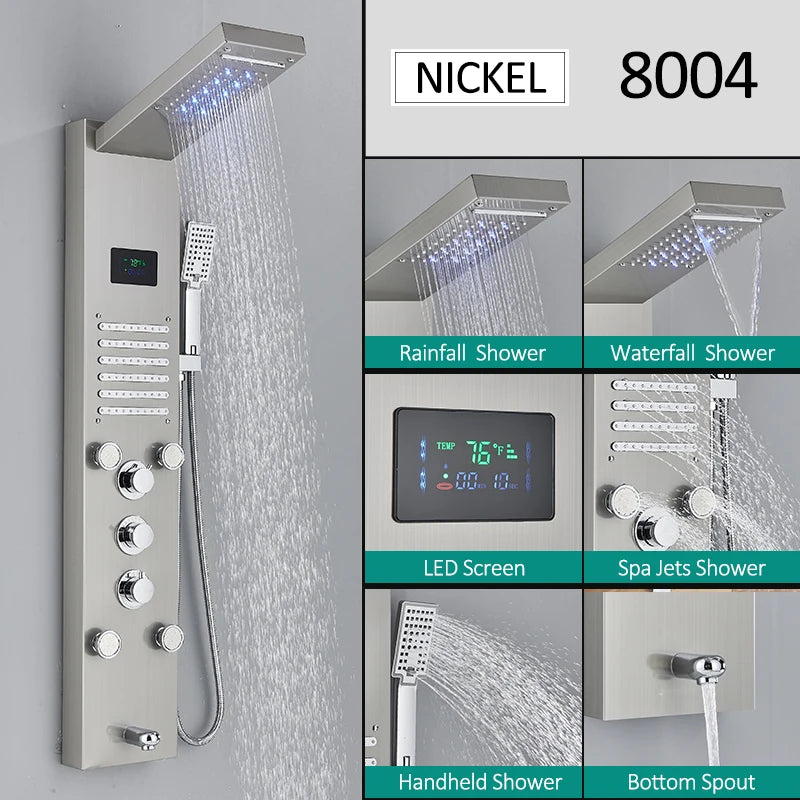 Led Shower Panel Tower System With Rainfall Massage Display