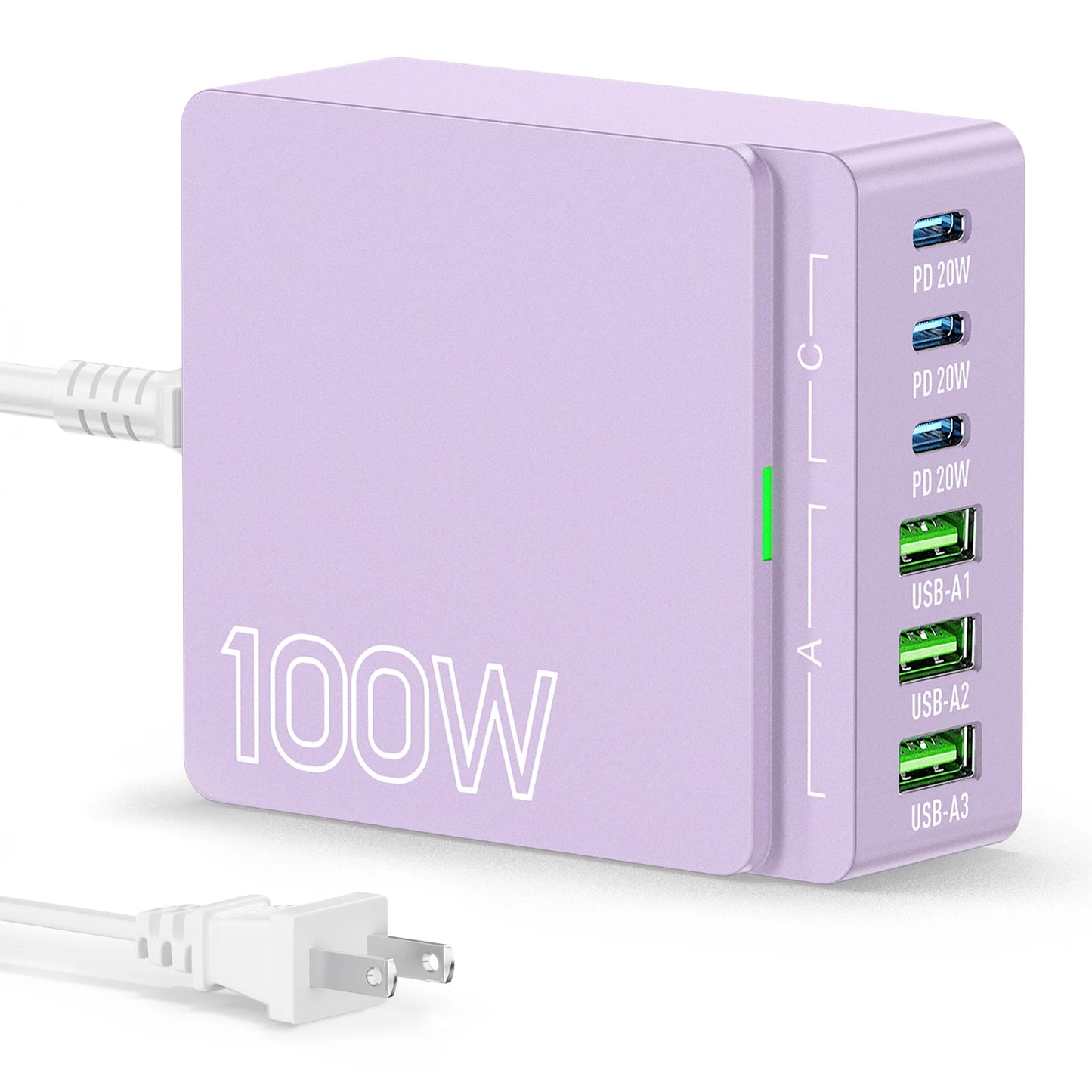100W 6 Port GaN Quick Charge Hub PD 3.0 Type C USB A Ports