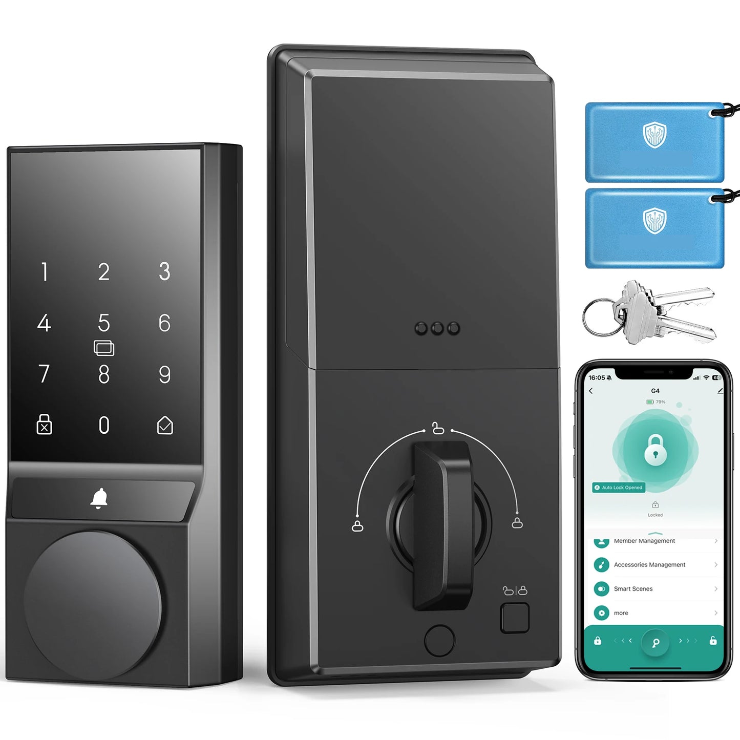 Smart Door Lock Keyless Entry Doorbell App Control Bluetooth