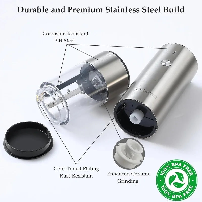 Hign-Concerned Salt Pepper Grinder Set USB Rechargeable