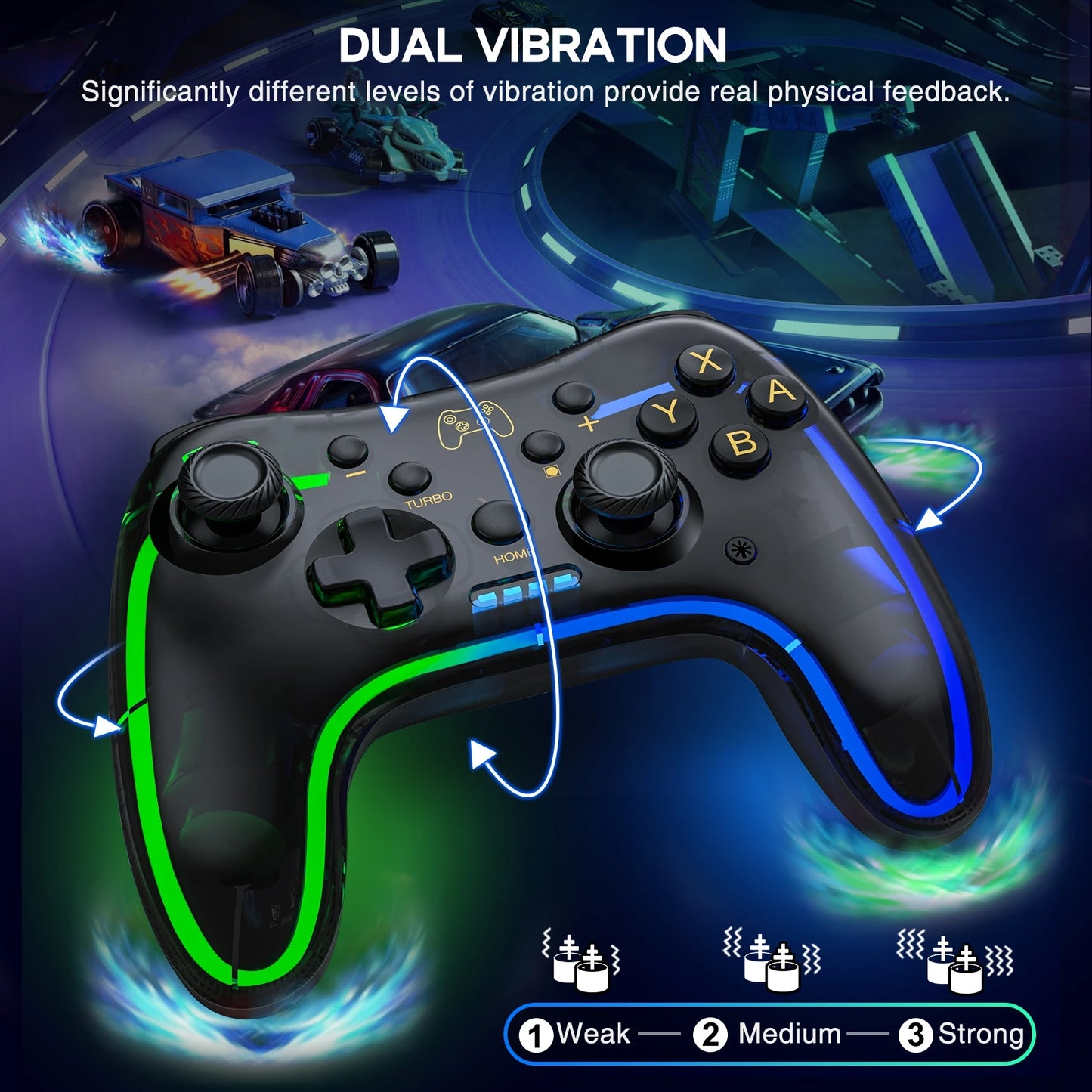 DinoFire Wireless Pro Controller for Nintendo Switch OLED and PC