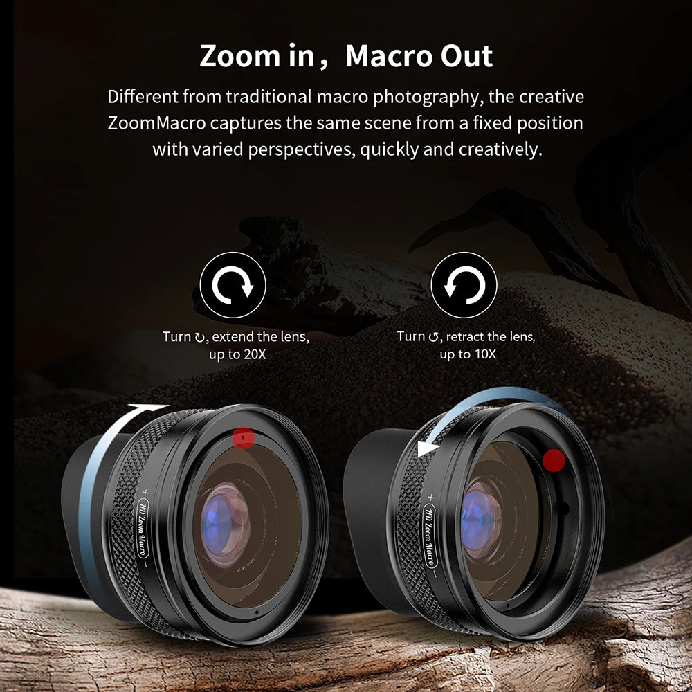 APEXEL 10-20X Zoom Macro Lens For iPhone And Android Smartphones