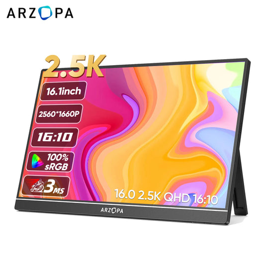Arzopa 16 Inch 2K Portable Monitor 16 By 10 IPS Type C HDMI