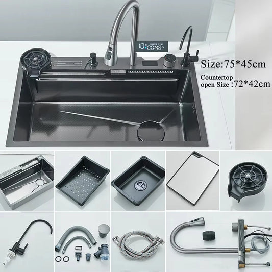 MYQualife Stainless Waterfall Sink Faucet SoapDispenser