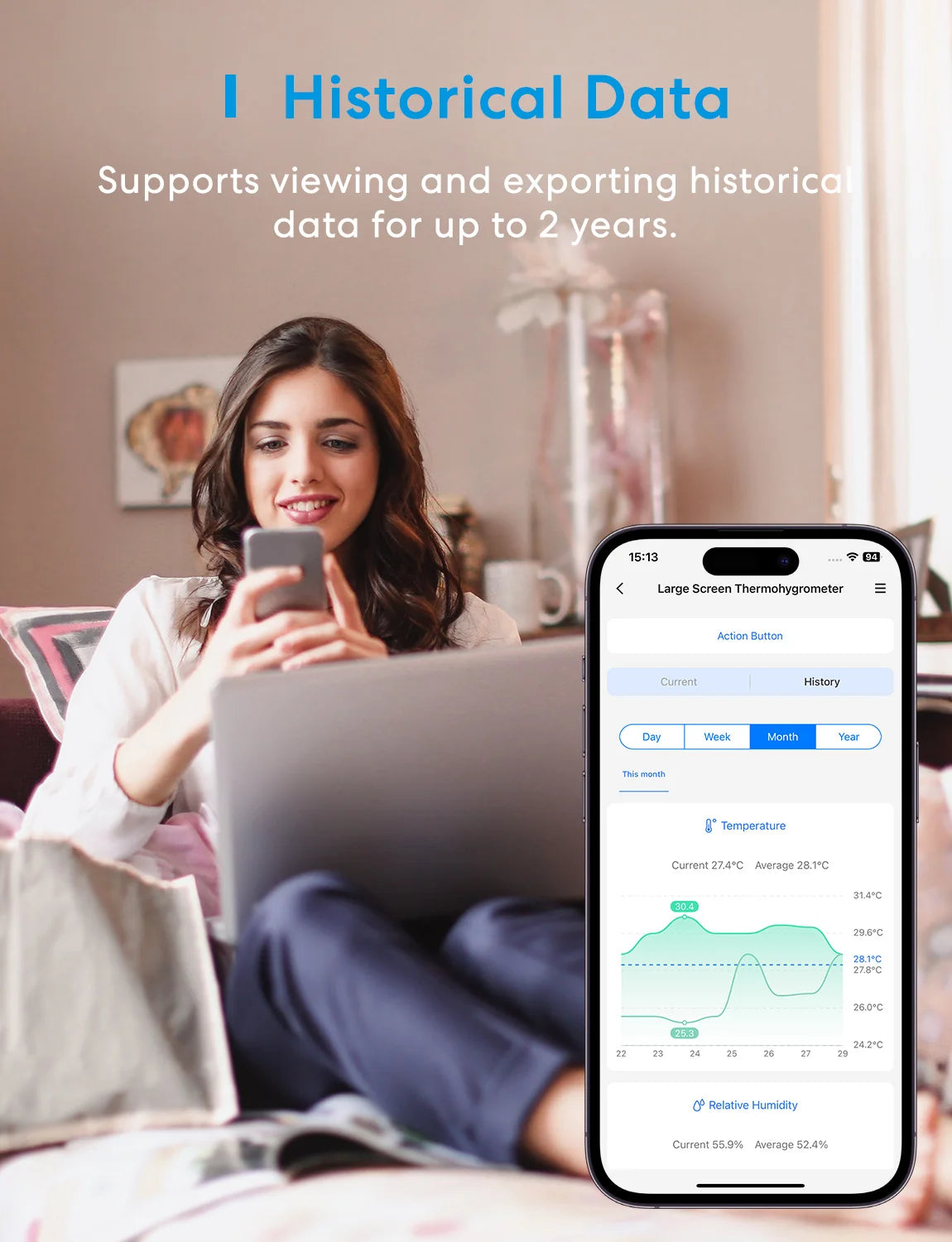 Meross Matter Temperature Humidity Hygrometer Backlight