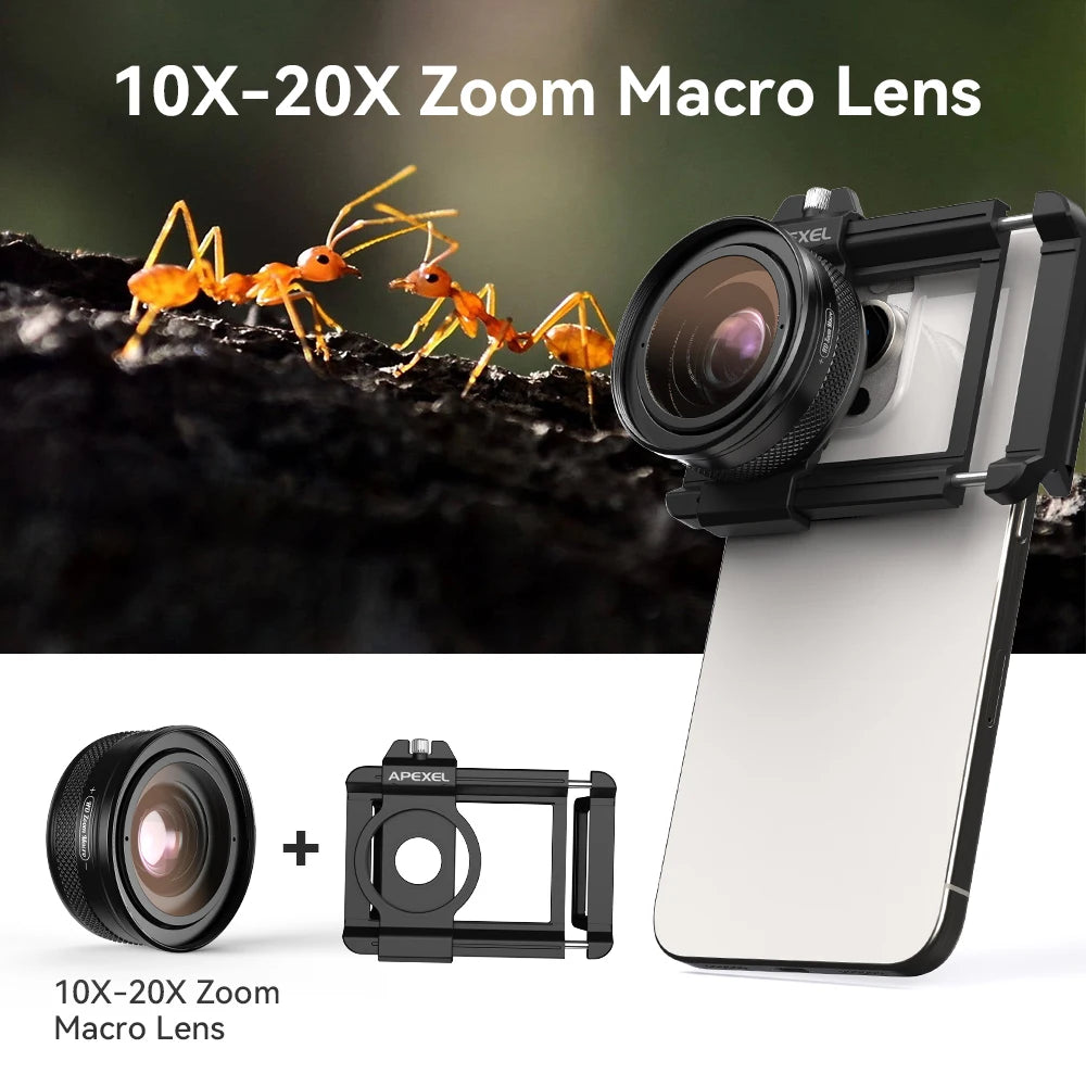 APEXEL 10-20X Zoom Macro Lens For iPhone And Android Smartphones