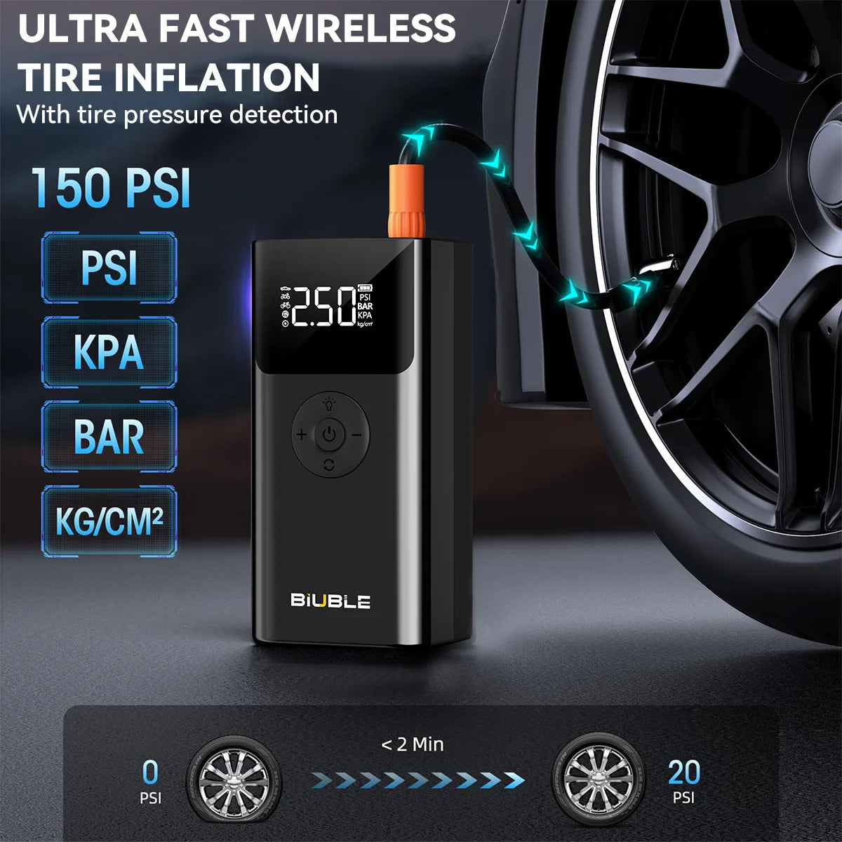 Biuble 8000A Jump Starter 26800mAh USB LED Light For Cars