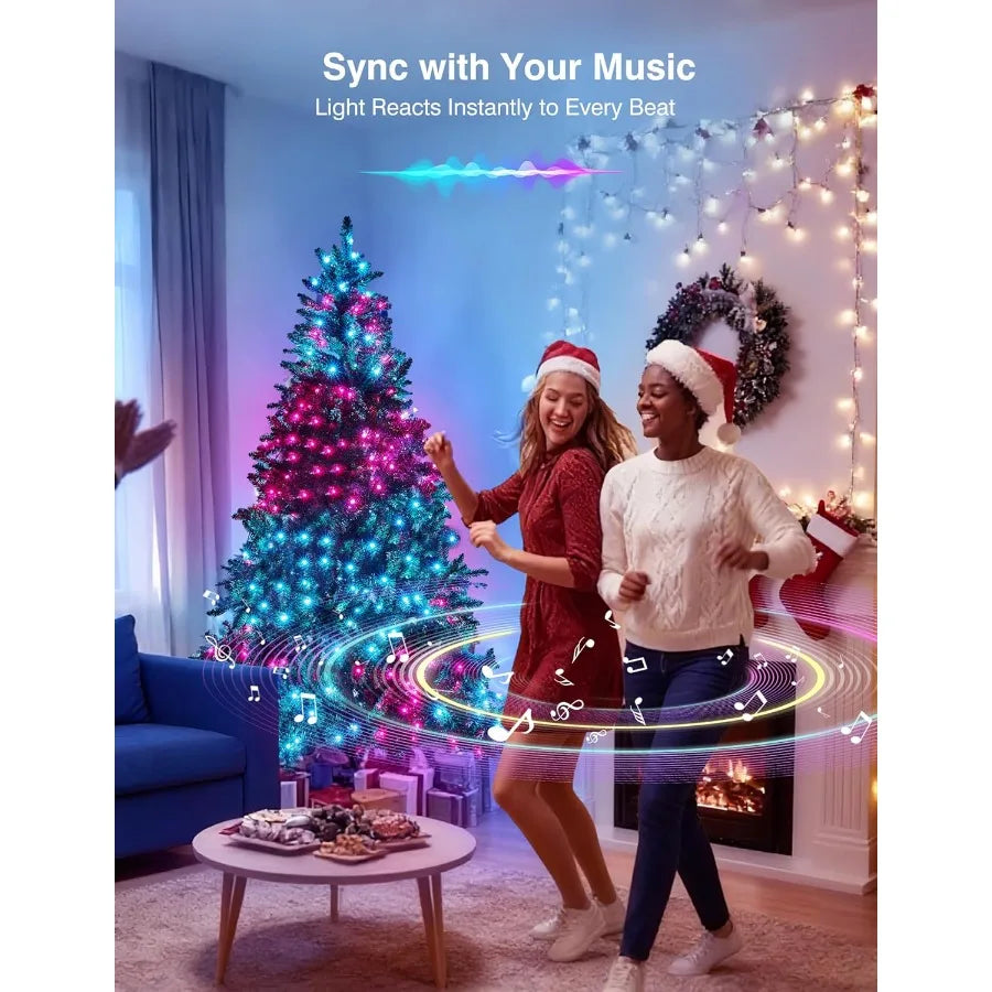 Electronic Smart Prelit Christmas Tree With App Control And 400 LED Lights For Indoor Outdoor Use 1477 Branch Tips