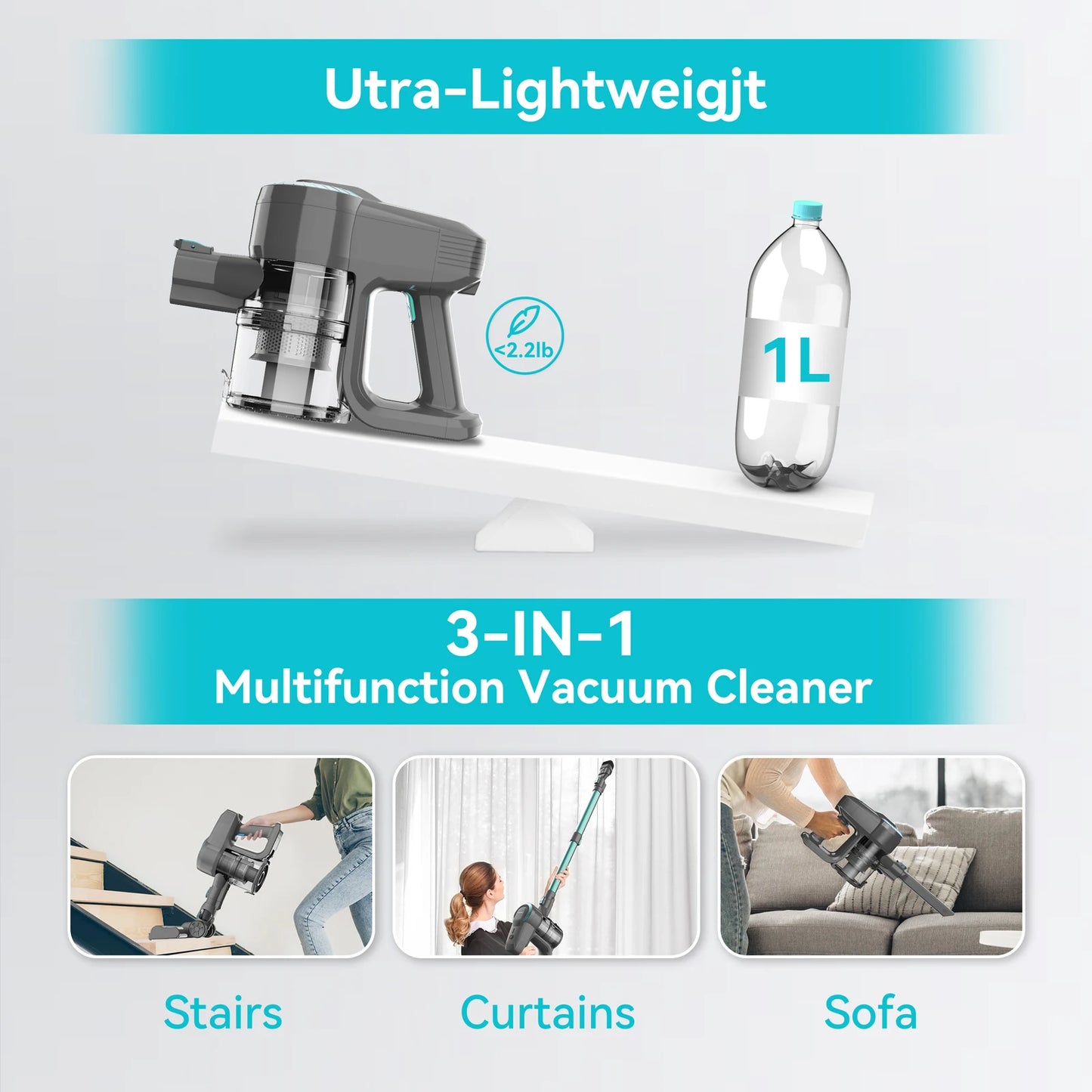 INSE N300 Cordless Upright Vacuum For Carpets And Floors
