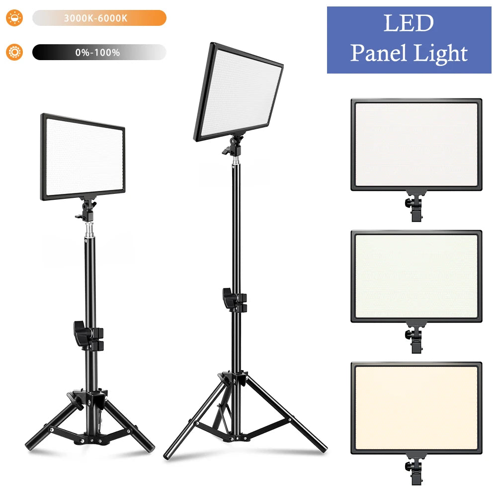 14 Inch Bi Color Dimmable LED Panel Light With Tripod