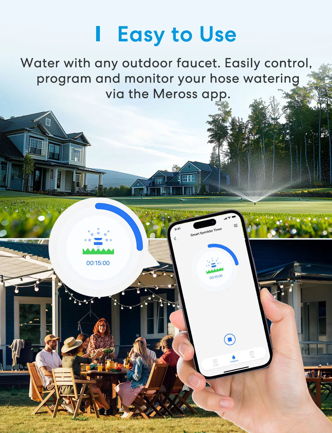 Meross Smart Sprinkler Timer WiFi Hose Faucet Controller With Alerts