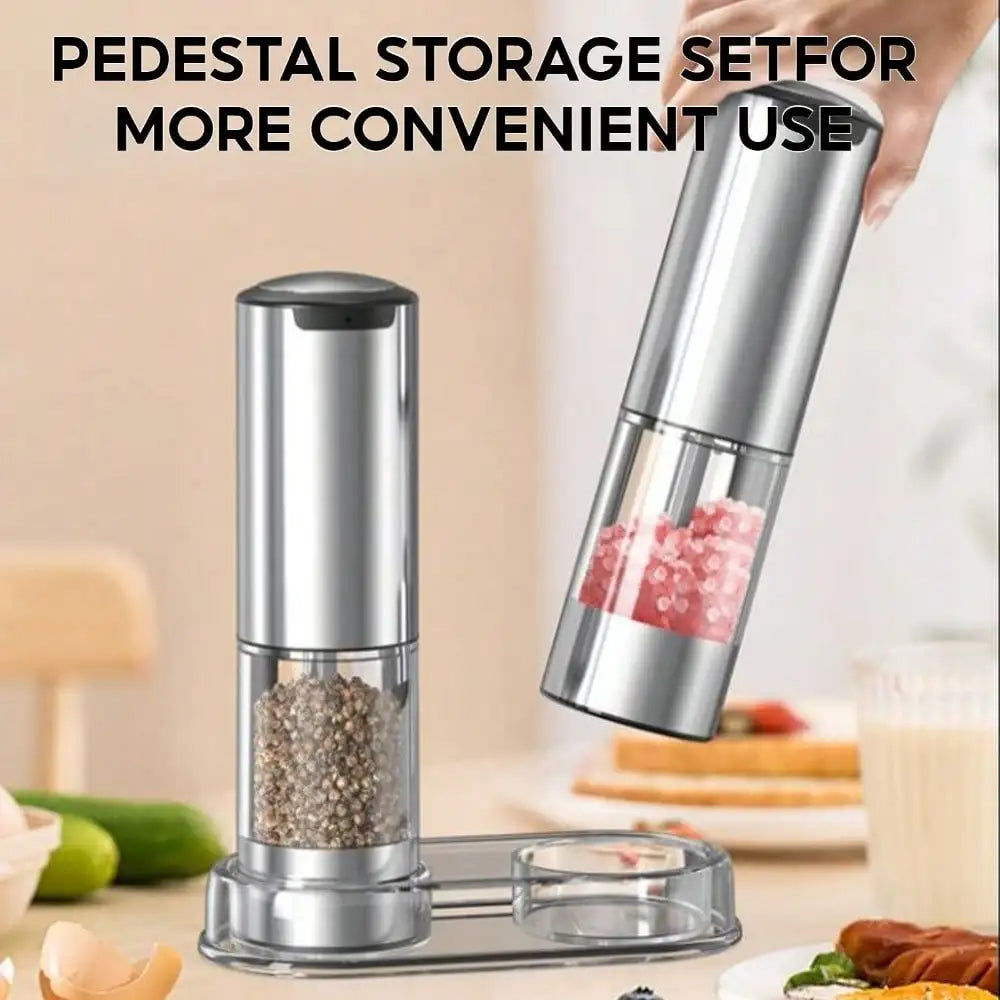 Electric Salt And Pepper Grinder Set With Base And Automatic