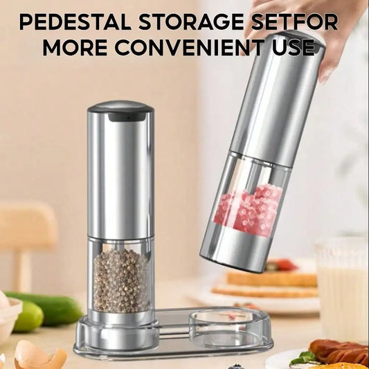 Electric Salt And Pepper Grinder Set With Base And Automatic