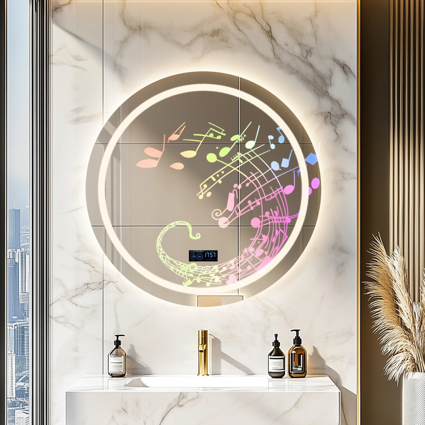 Led Bathroom Mirror 800mm Round Wall Front Backlit Bluetooth