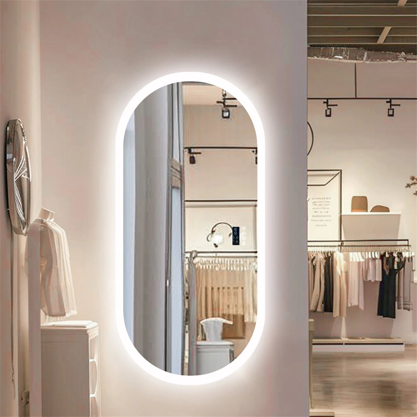 Oval Bathroom LED Vanity Mirror Wall Mount With Bluetooth