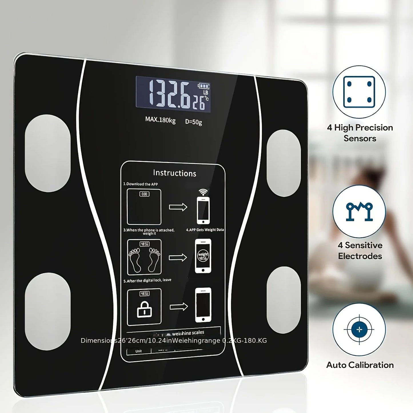 Intelligent Digital Body Scale Backlit Display 400 Pounds