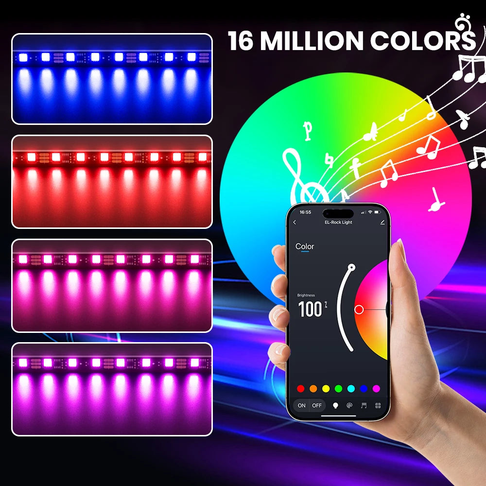 Car Ambient LED Interior Light RGB Strip Bluetooth App