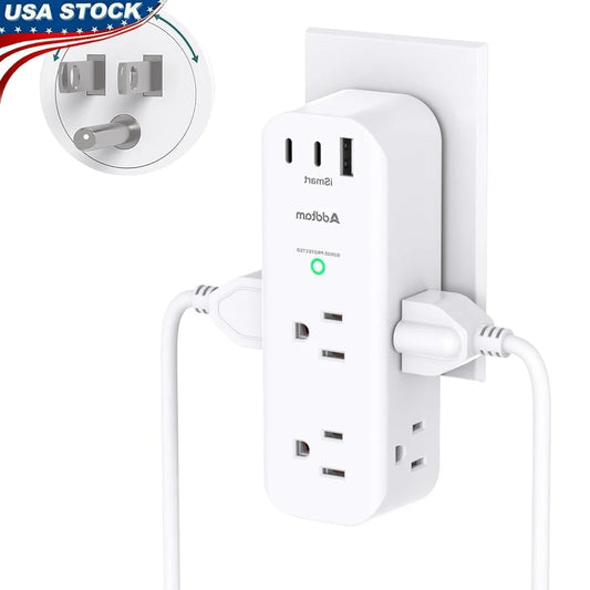 Surge Protector Wall Outlet Extender 6 Outlets 3 USB Ports
