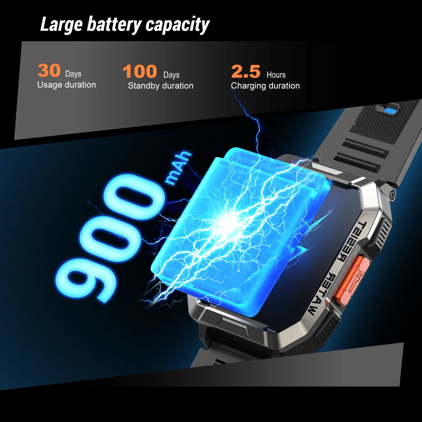 Blackview New Smart Watch 2 Inch HD Display Waterproof Mens